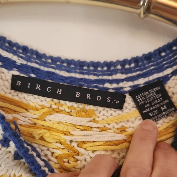 VTG Birch Bros Nordic Fair Isle Novelty Animal Pullover Sweater Blue Sz M - Picture 2 of 12